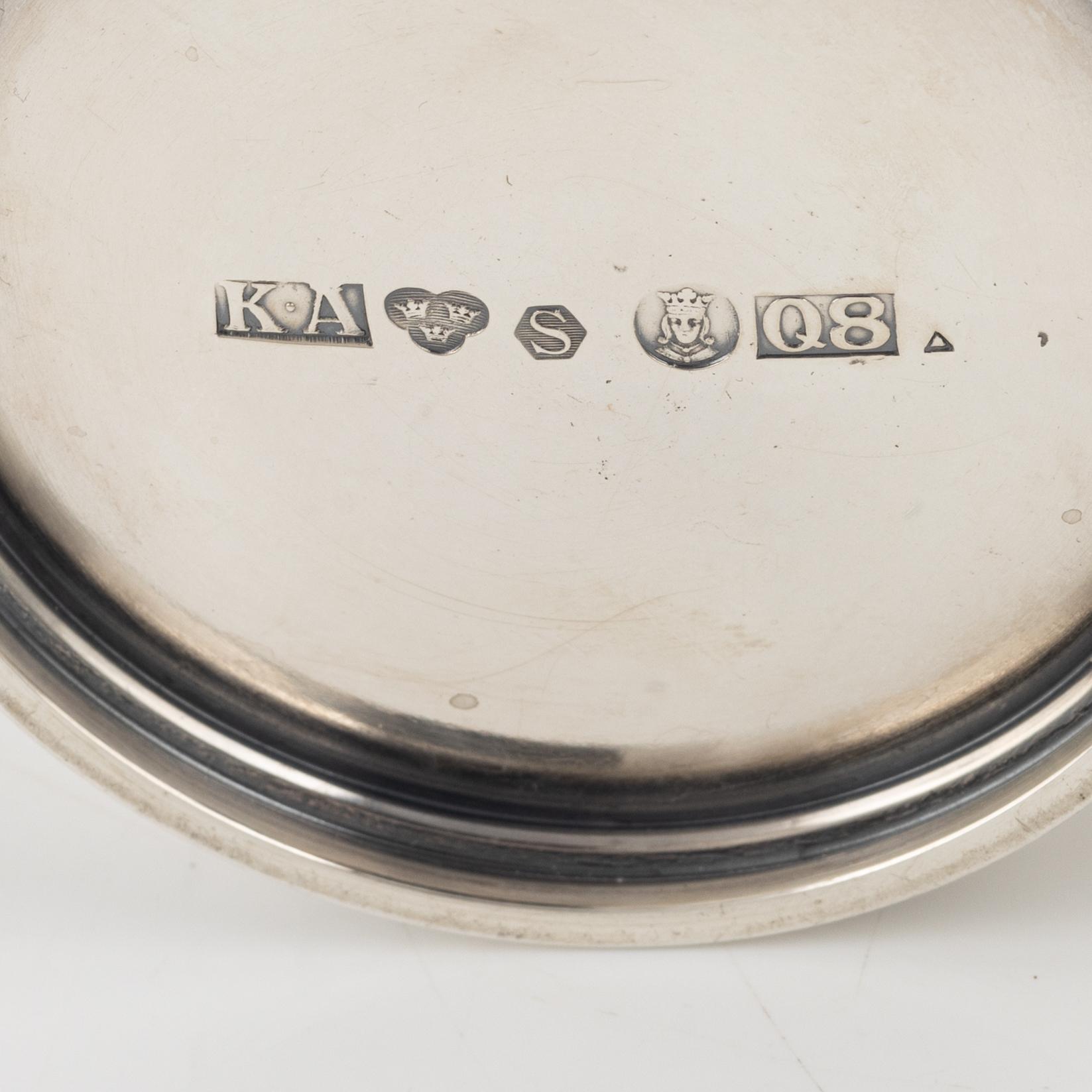 A Swedish silver Bowl, Dish, Beaker and Lided Box.