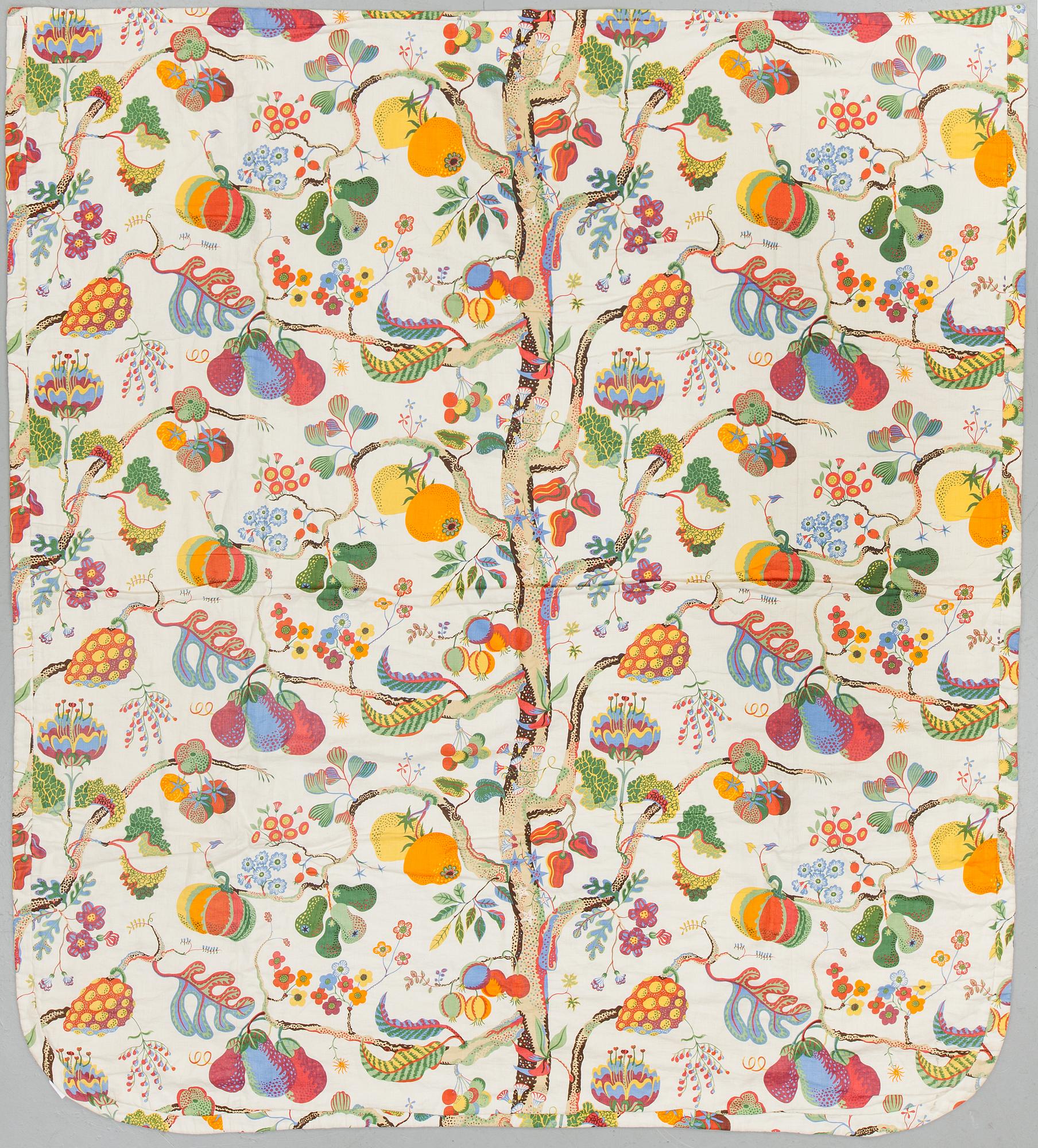 JOSEF FRANK, a 'Vegetable Tree' linen bed spread from Svenskt tenn.