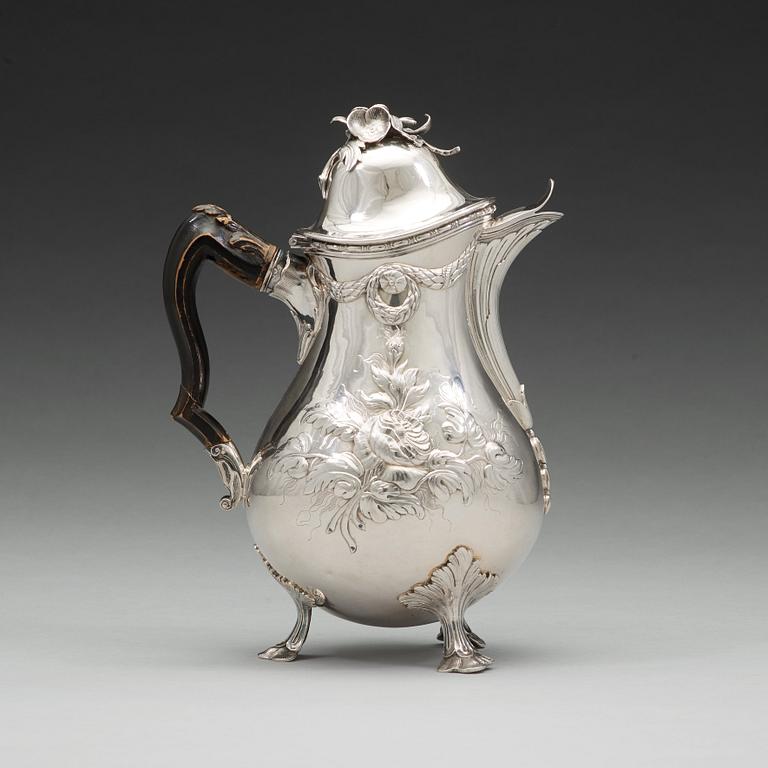 A Swedish 18th century silver coffee-pot, mark of Erik Malm, Malmö 1780.