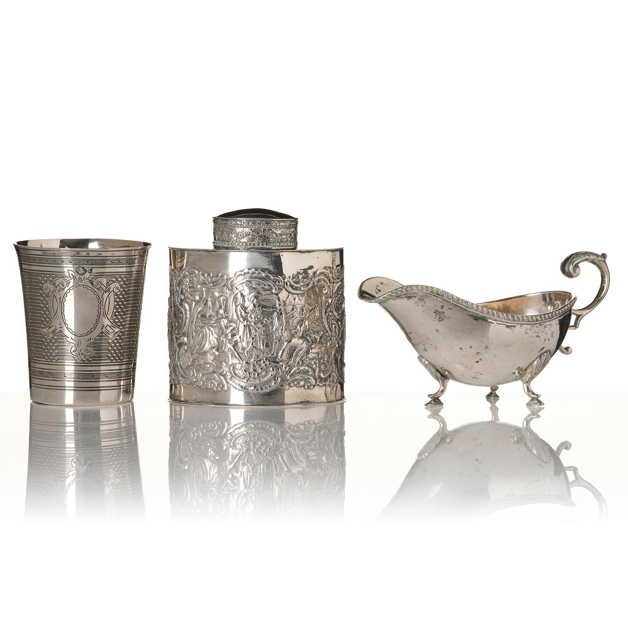 Tedos, sauceboat and cup, silver, including Ottoman Empire.