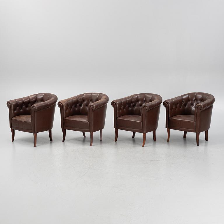Four club chairs, late 20th century.