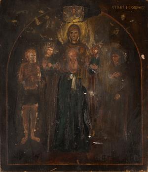 Icon, tempera on wood panel, with silver riza, contr. Yakov Lyapunov, St Petersburg Russia 1898-1903, assayer mark AC.