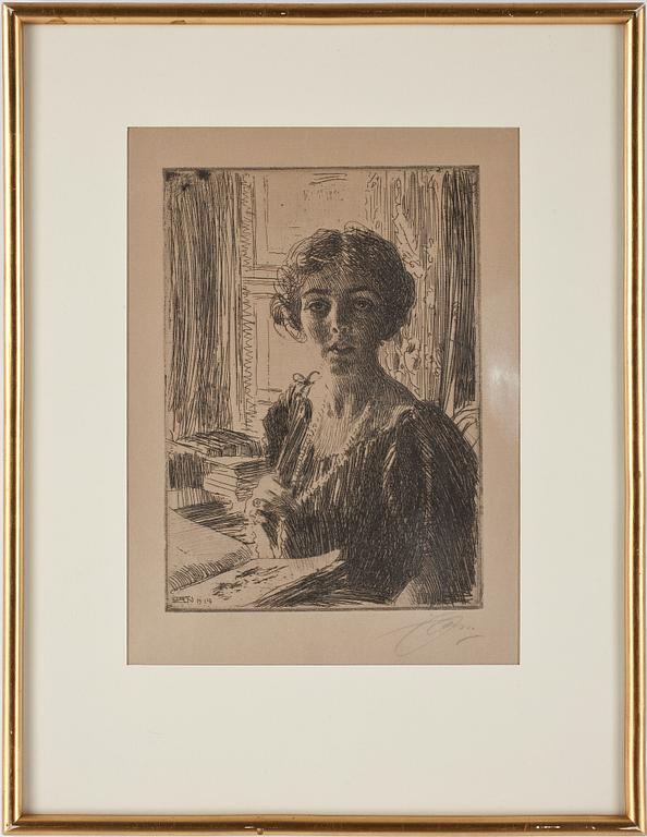 ANDERS ZORN, etsning, plåtsignerad och daterad 1914, blyertssignerad.