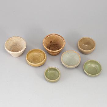 A group of six Southeast asian ceramic bowls/jars/pots, mostly 19th century.