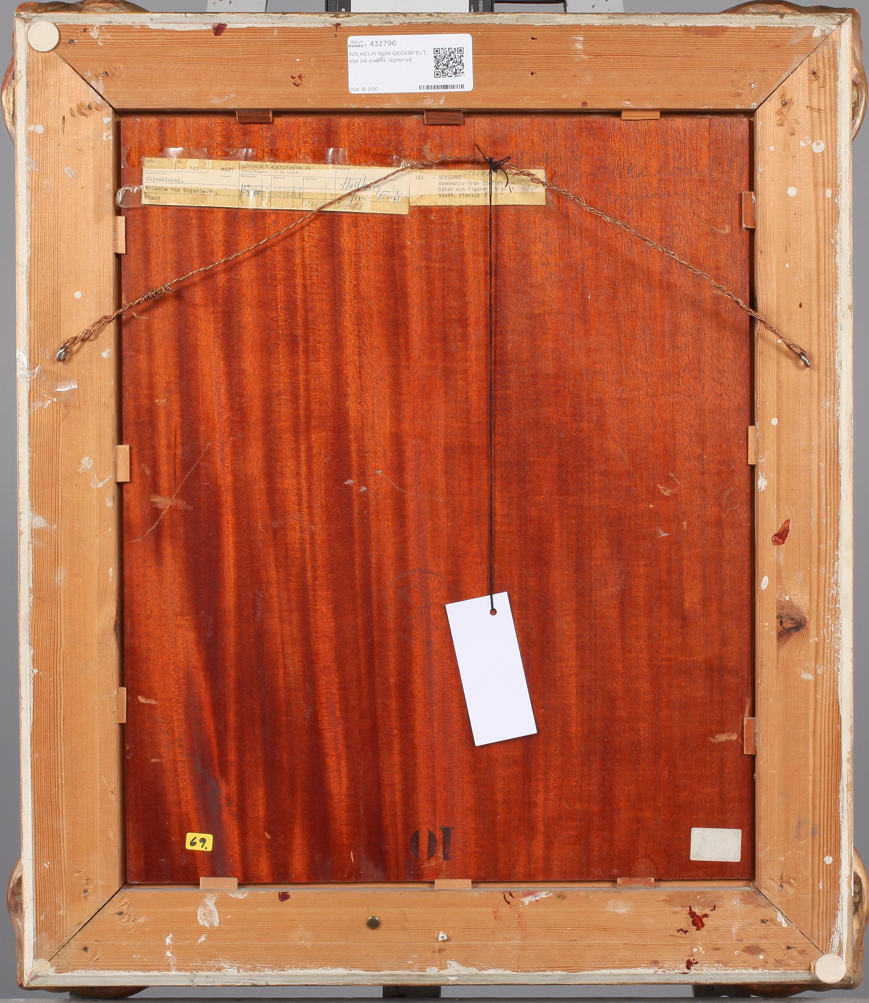 WILHELM VON GEGERFELT, olja på pannå, signerad.