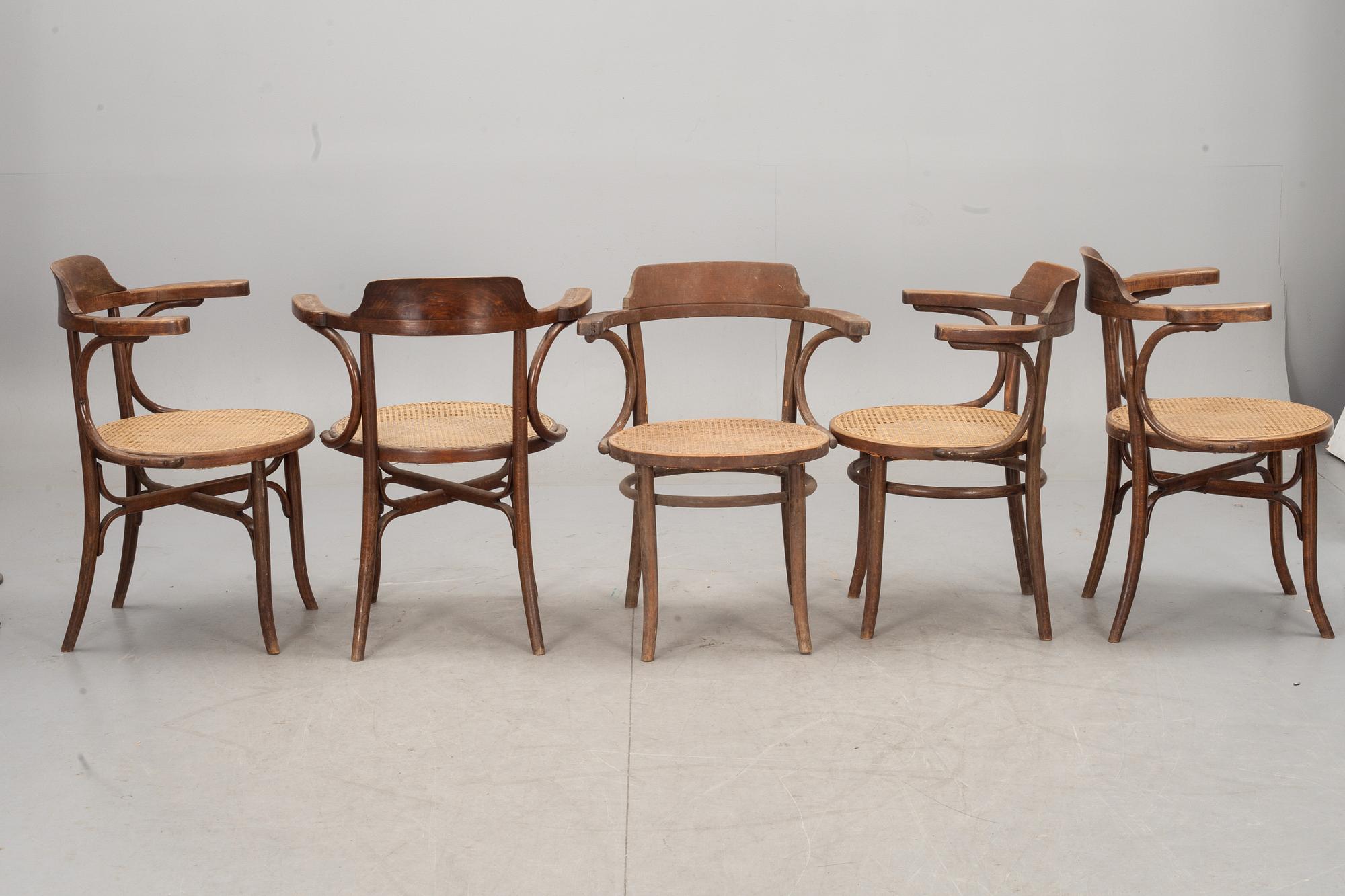 KARMSTOLAR, 3+2. Thonet-typ. 1900-talets första hälft.