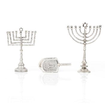 PARTI JUDAICA, 3 delar silver, 1900-tal. Vikt ca 52g.