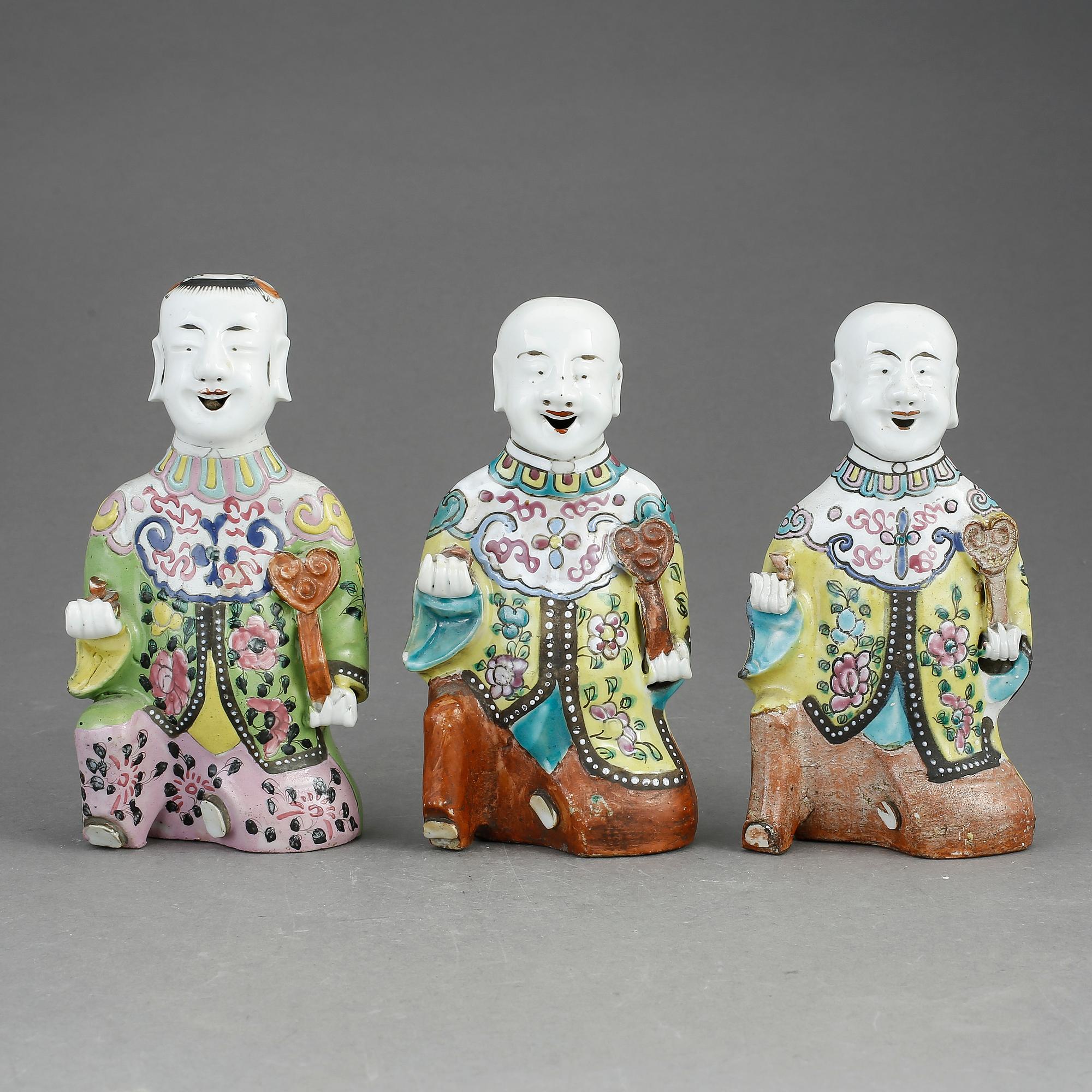 FIGURINER, 3 st, porslin, Kina, 1900-tal.