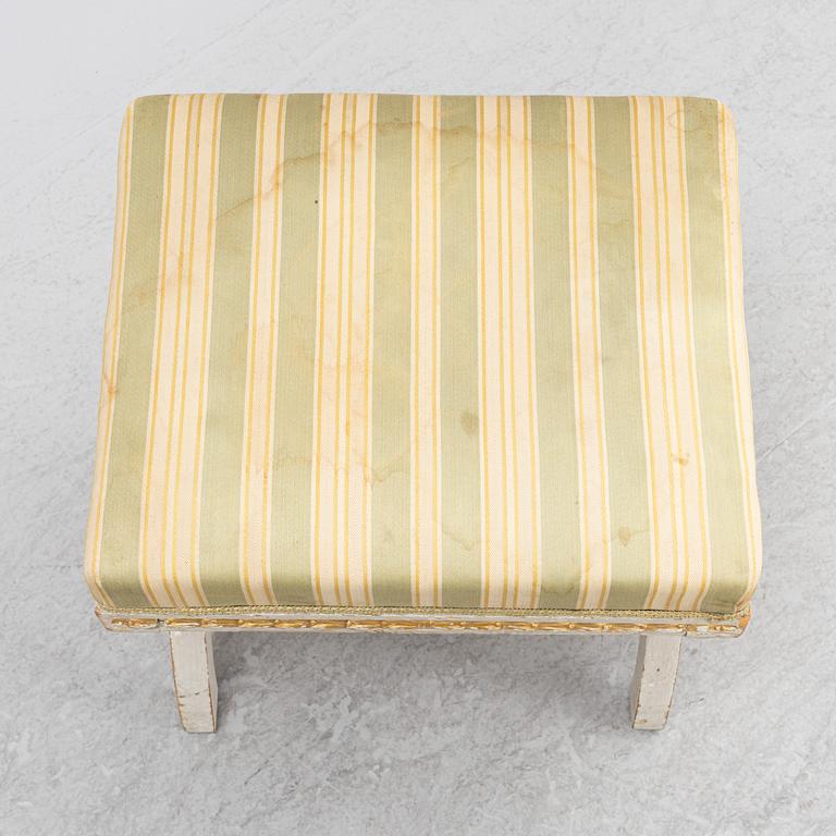 A late Gustavian stool, Stockholm, late 18th century.
