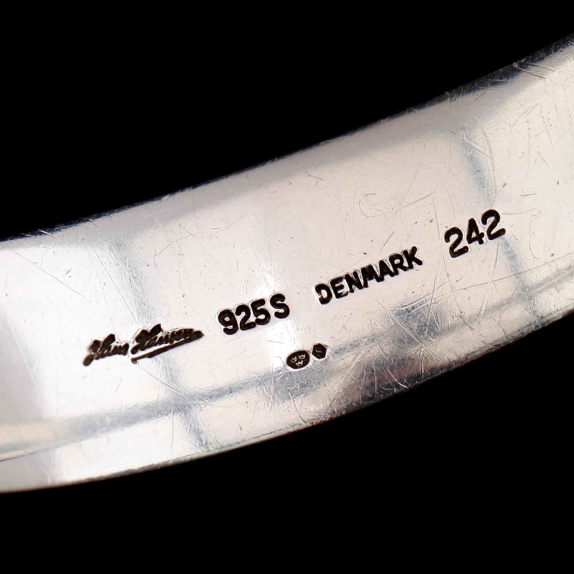 ARMRING, silver, Hans Hansen, Danmark, 1900-talets andra hälft. Vikt ca 45 g.