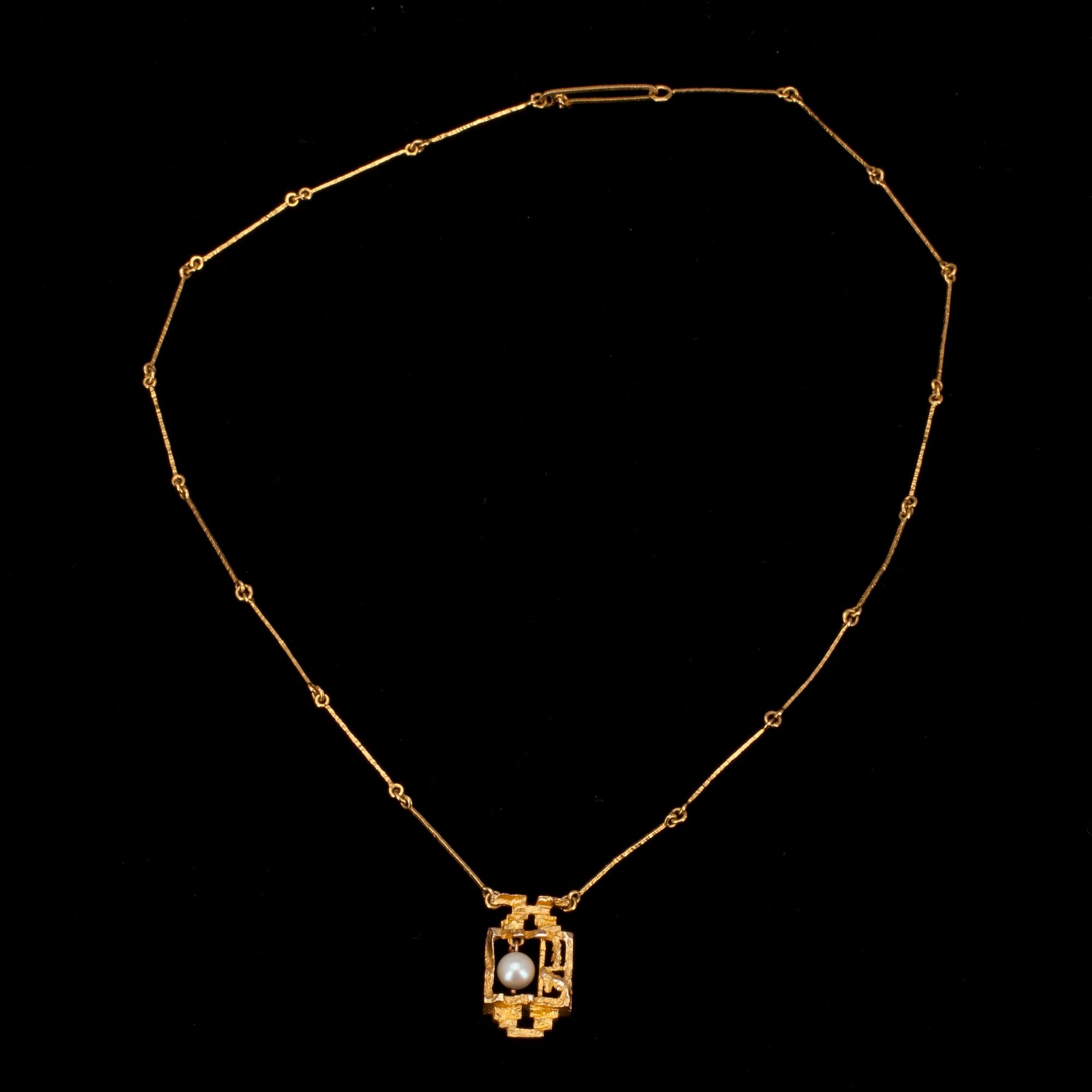 HÄNGE, 14K guld, pärla. Björn Weckström, Lapponia 1969. Vikt 7,8 g.
