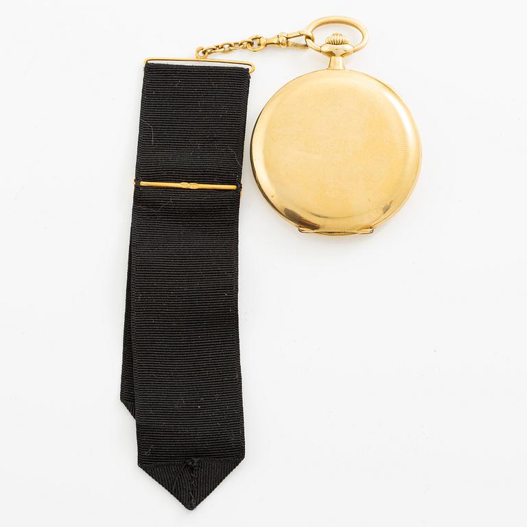 Alex Hüning, pocket watch, hunter, 18K gold, with Chatelaine, 50 mm.