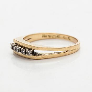 Sormus, 8/8-hiotut timantit, 14K kultaa.
