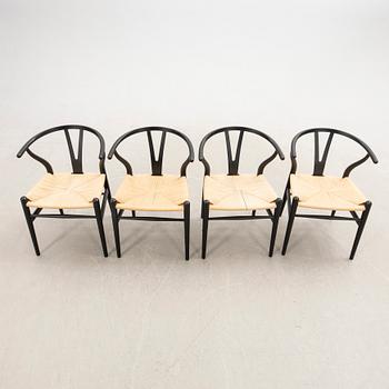 Hans J. Wegner, Chairs, 4 pcs, CH-24 "The Y Chair" Carl Hansen & Son Denmark 21st century.