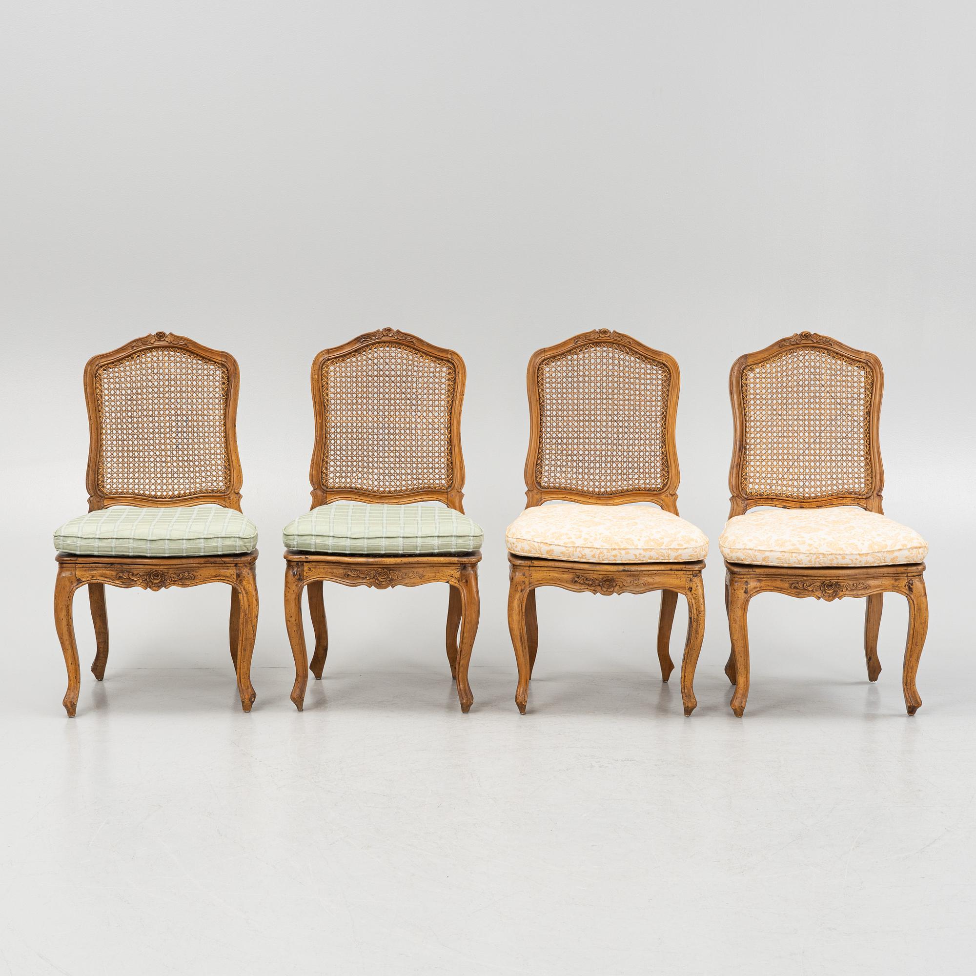 Stolar, fyra stycken, Frankrike, 1700-talets mitt, Louis XV.
