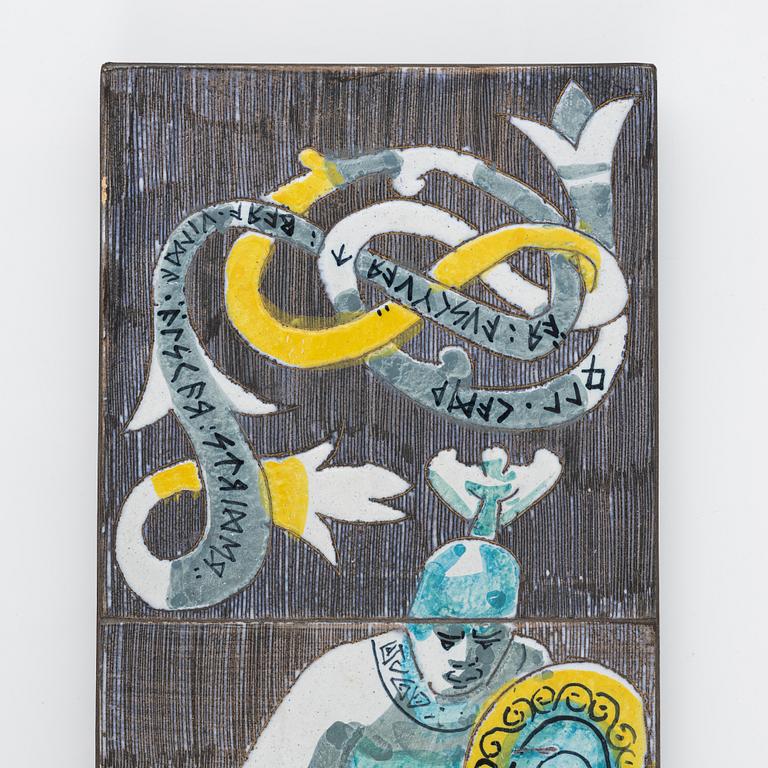 Marian Zawadzki, väggplaketter, 2 st, Tilgmans keramik, signerade 1959 resp 1961.