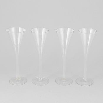 A set of four 19th century champagne flutes.