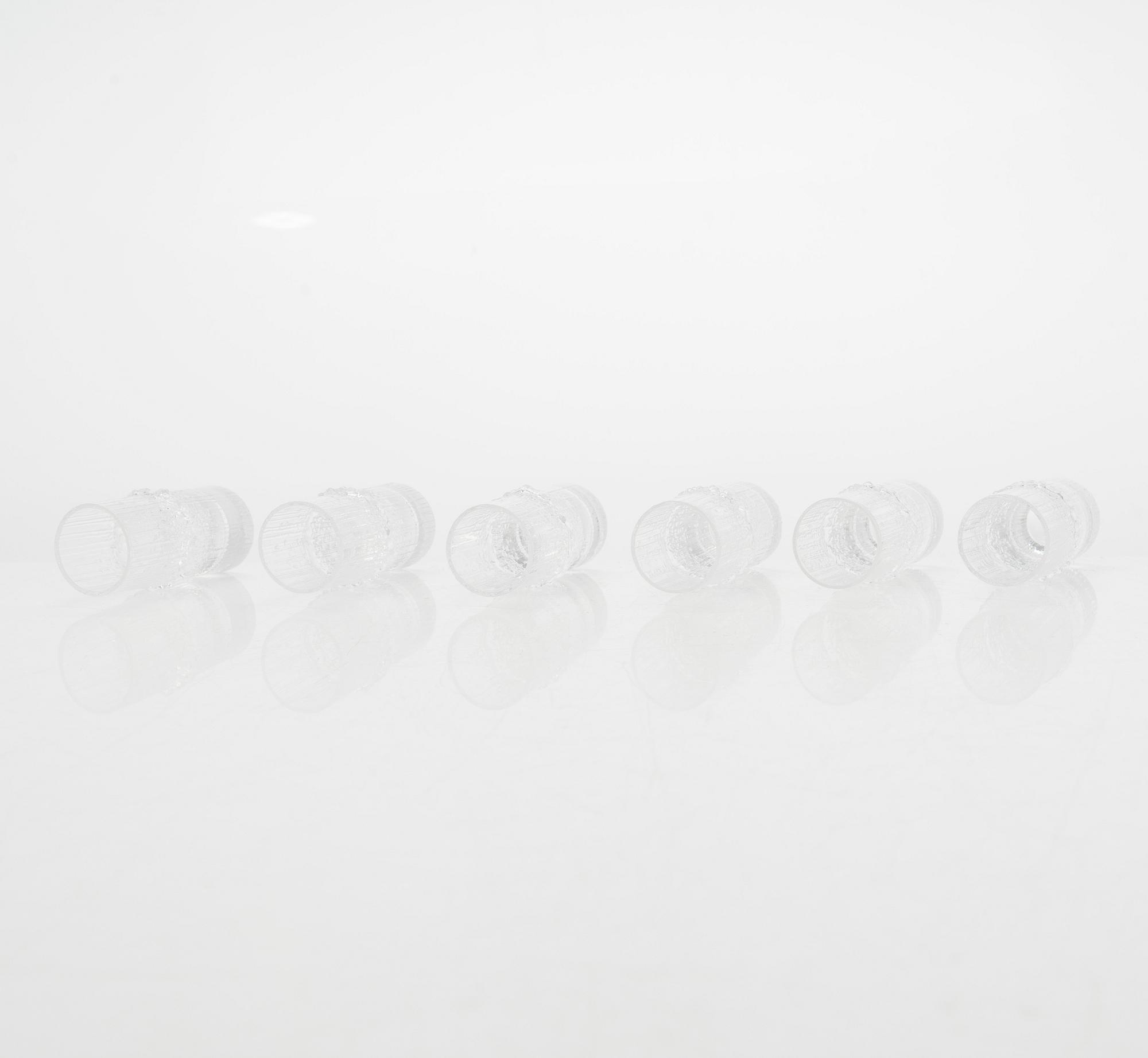 Tapio Wirkkala, snapsglas, 6 st, "Niva", Iittala. I originallåda.