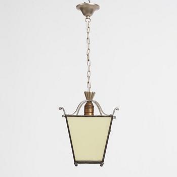 Harald Notini, pewter patinated iron Swedish Grace ceiling light. model '6401', Arvid Böhlmarks Lampfabrik 1920s-1930s.