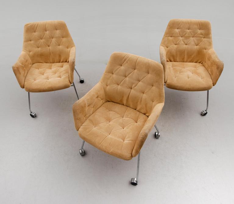 FÅTÖLJER, 3 st, DUX, " Mirja", Bruno Mathsson, 1900-talets andra hälft.