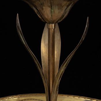 Lars Holmström, attributed to, a Swedish Grace brass chandelier, probably 1920's.