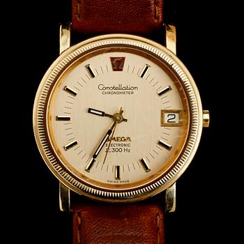 ARMBANDSUR, guld på stål, Omega Constellation.