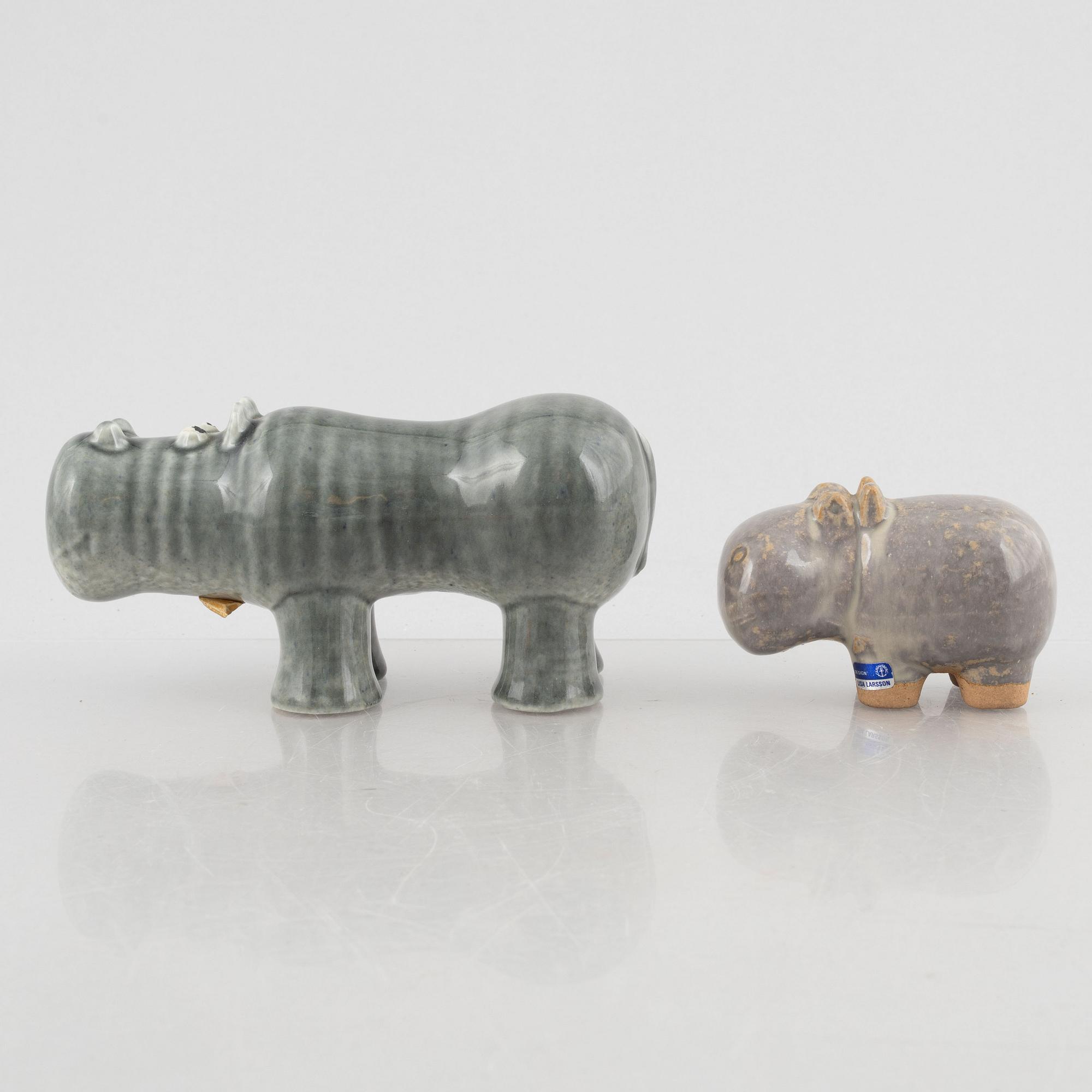 Lisa Larson, figuriner, 2 st, bl.a. ur serien "Menageri", Gustavsberg.