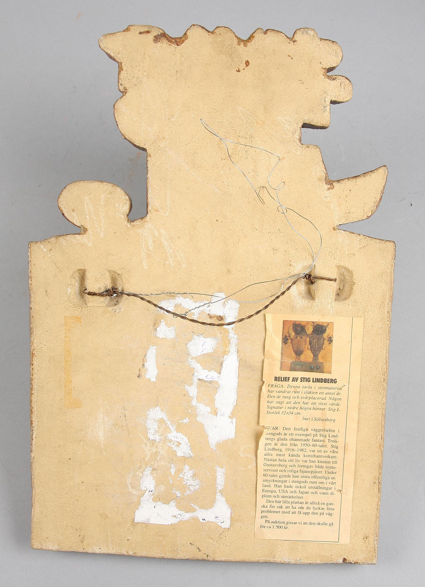 RELIEF, stengods, Stig Lindberg, Gustavsberg.