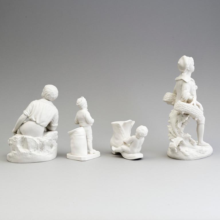 FOUR PARIAN FIGURES, Gustafsberg, ca 1900, one unmarked.