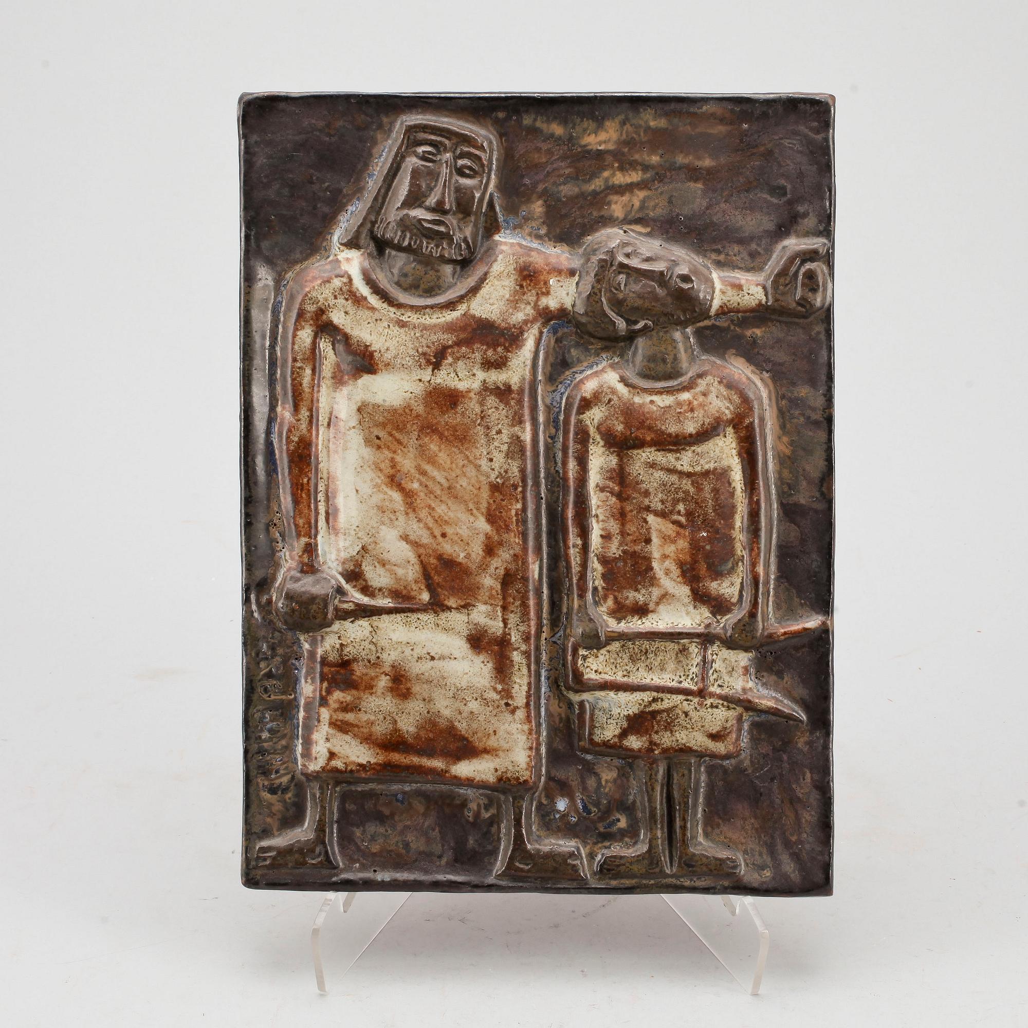 VÄGGRELIEF, stengods, Åke Holm, signerad.