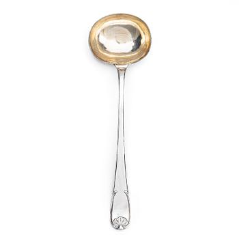 232. A Swedish silver soup ladel, mark of Lars Boye, Stockholm 1766.