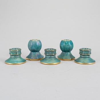 JOSEF EKBERG, ljusstakar 2+3 st, flintgods, Gustavsberg, 1920-/30-tal.