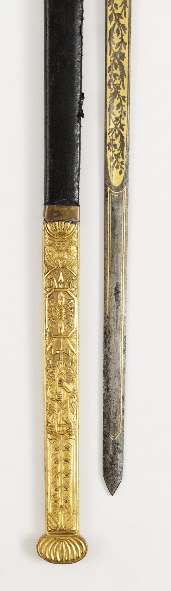 A Swedish Empire sword of honour with the monogram of the Swedish King Karl XIV Johan (1810-44).