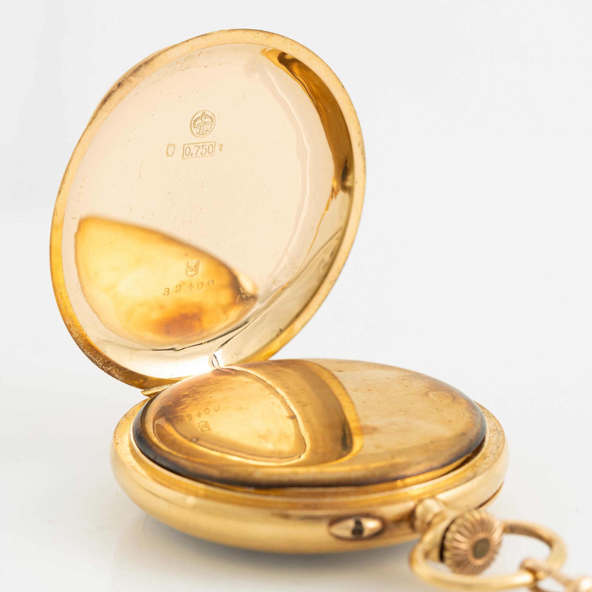 Fickur, 18K guld med kedja, 51 mm.