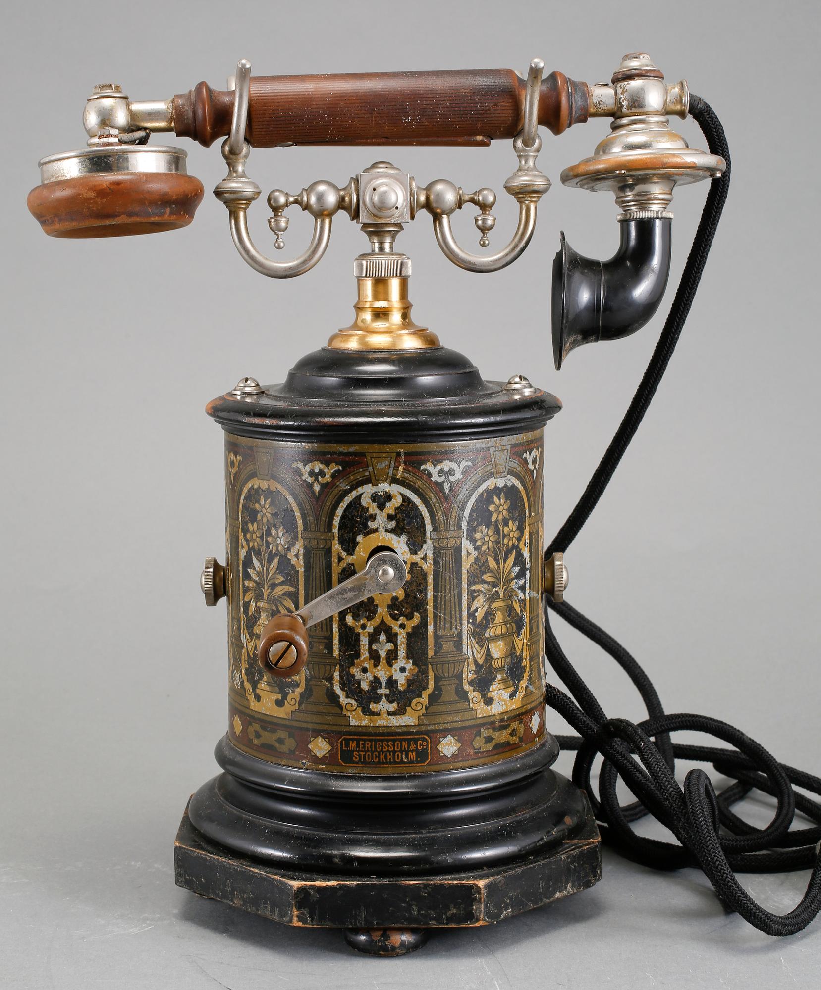 BORDSTELEFON, "Kaffekvarnen", L M Ericsson, Stockholm, omkring 1900.