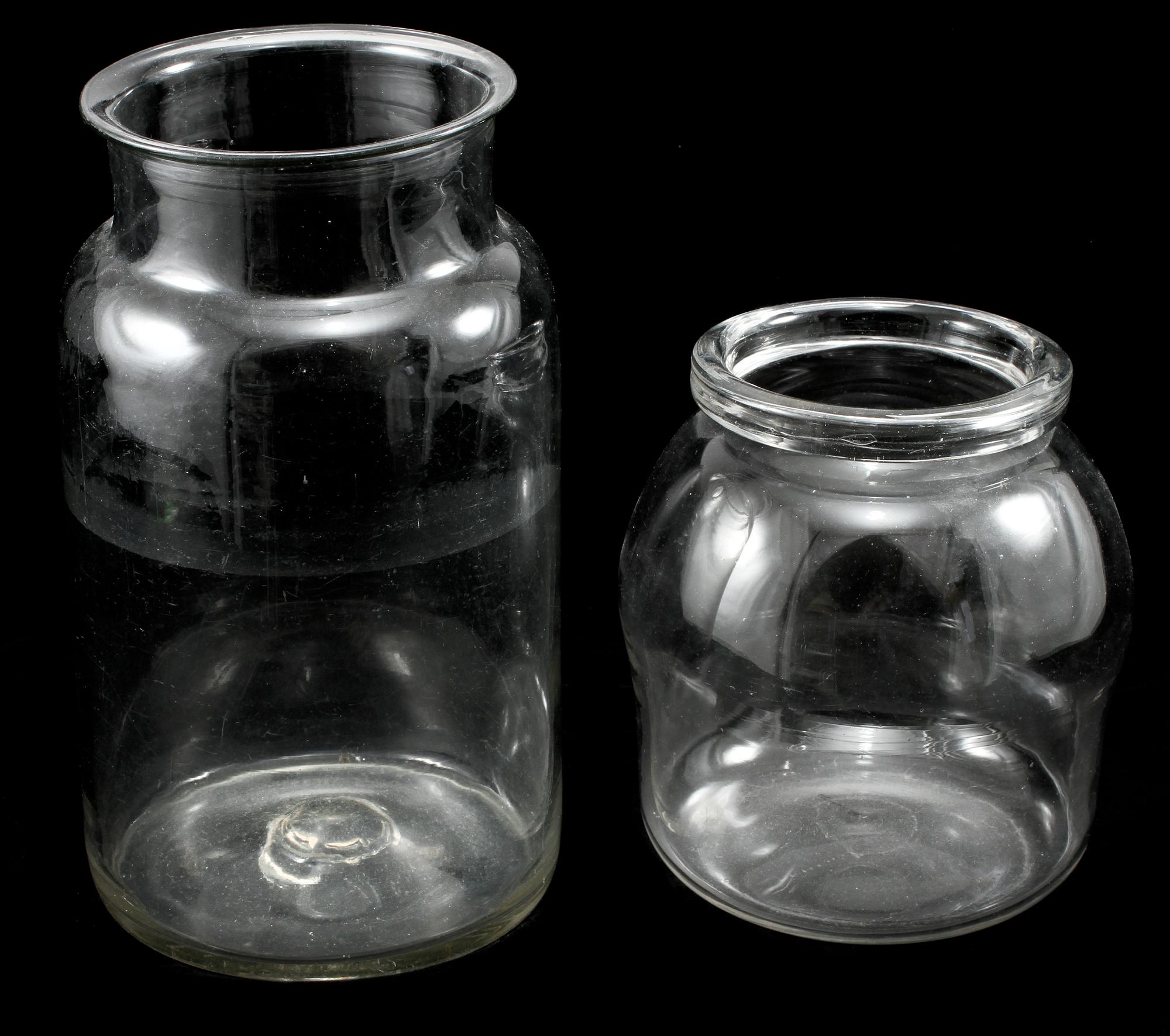 BURKAR/VASER samt FAT, 2 st, glas, 1900-talets början.