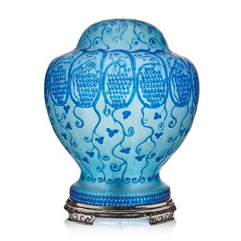 Ferdinand Boberg, an Art Nouveau cameo glass table lamp, Reijmyre, Sweden.