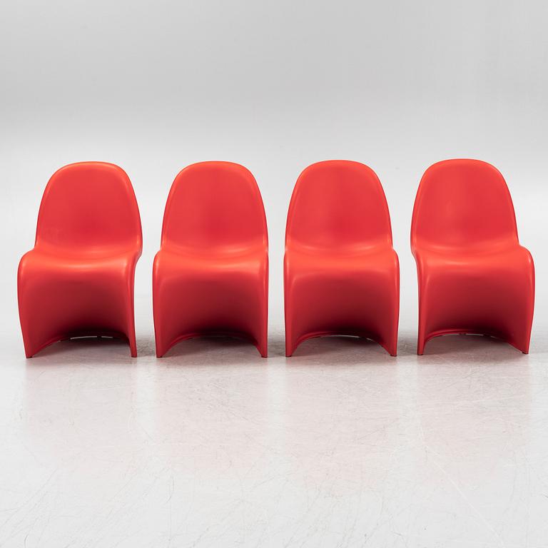 Verner Panton, four red plastic 'Panton Chair Classic', chairs, Vitra, 2010.