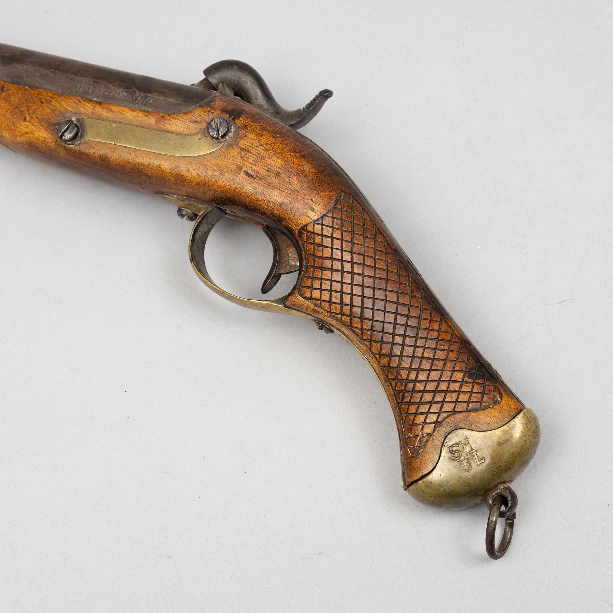 A smoothbore Swedish percussion pistol 1850 pattern.
