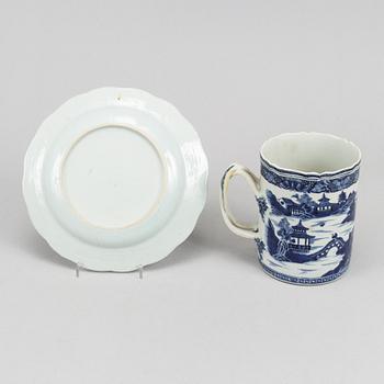 Mug and plate, porcelain, Qianlong dynasty 1736-95.