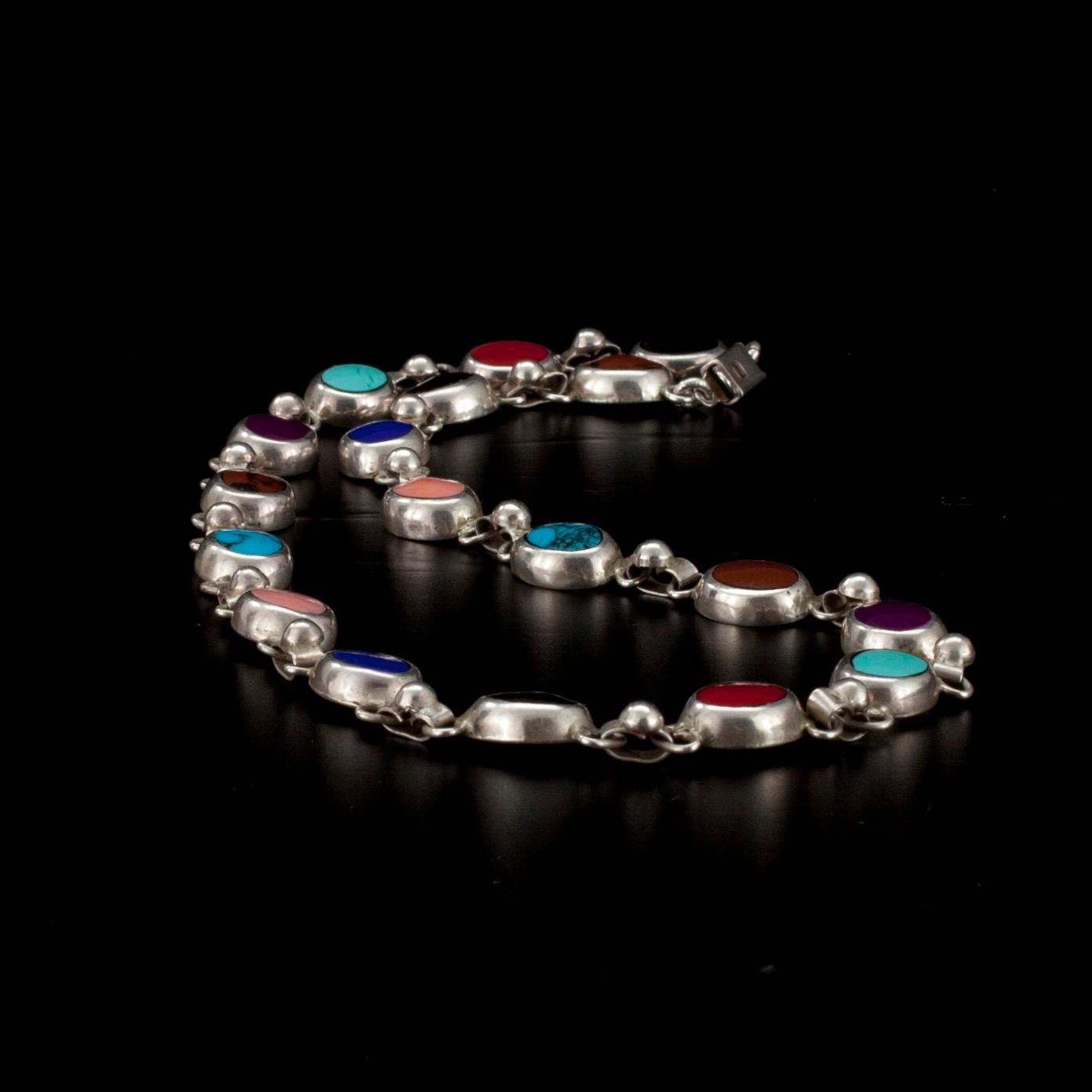 COLLIER, sterling silver, färgstenar. Vikt 61 g.