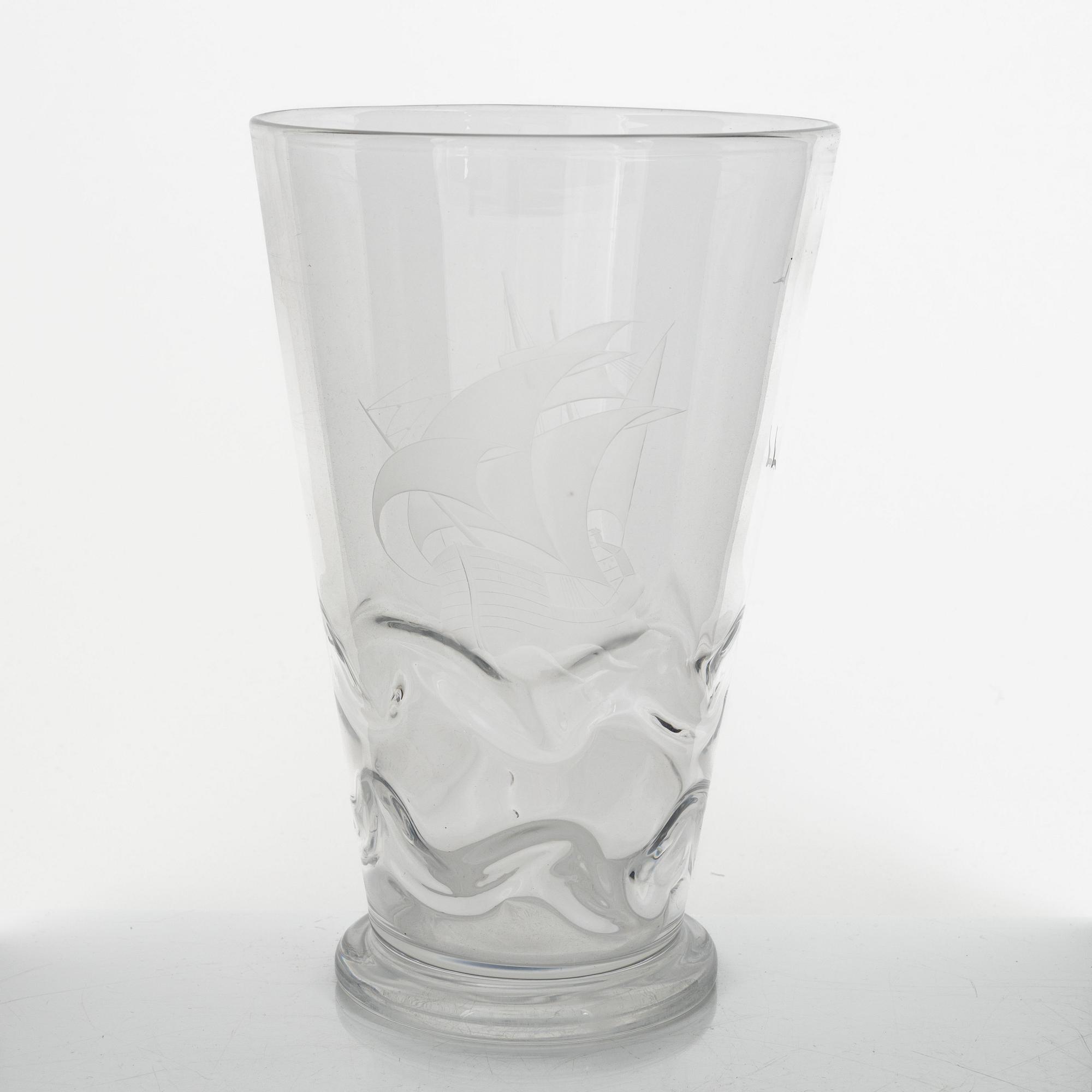 Vicke Lindstrand, a glass vase, Orrefors.