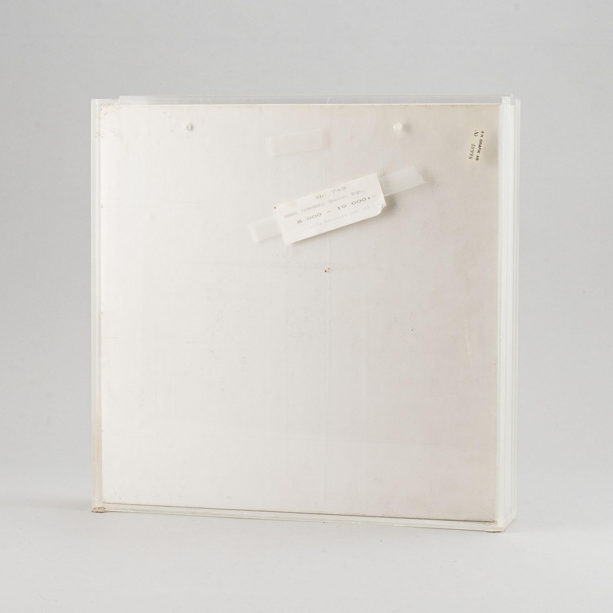 Fernandez Arman, multipel i metall och plexiglas, inkl. portfolio med litografier, signerad och numrerad 44/150, 1971.