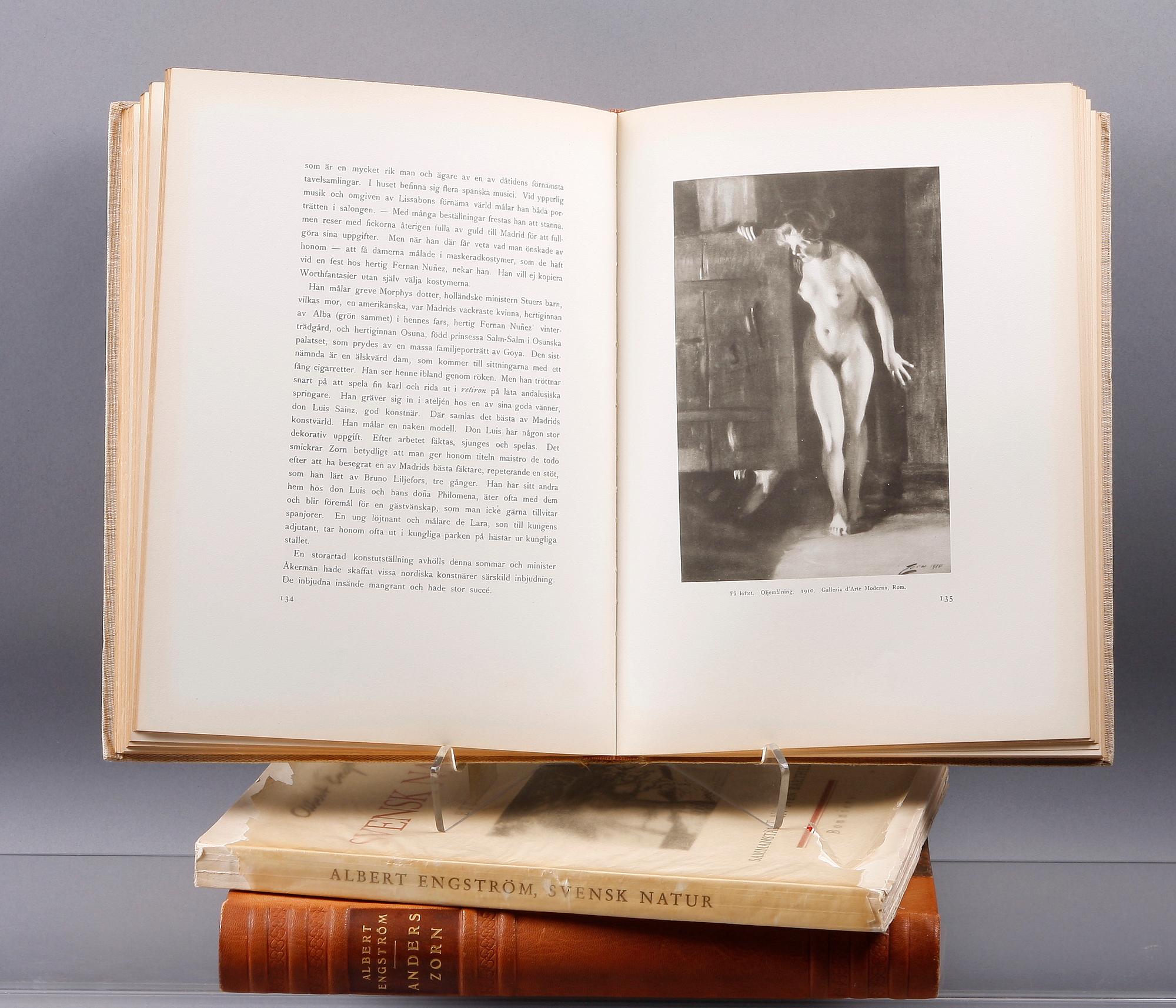 BÖCKER, 3 st, Bla "Anders Zorn" av Albert Engström 1928.