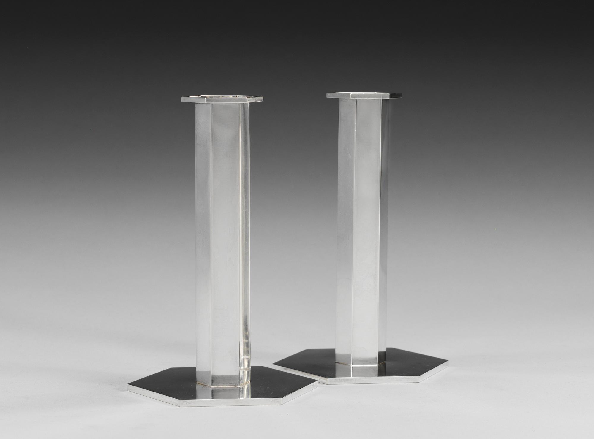 WIWEN NILSSON, ljusstakar, 1 par, Lund 1963, sterling.