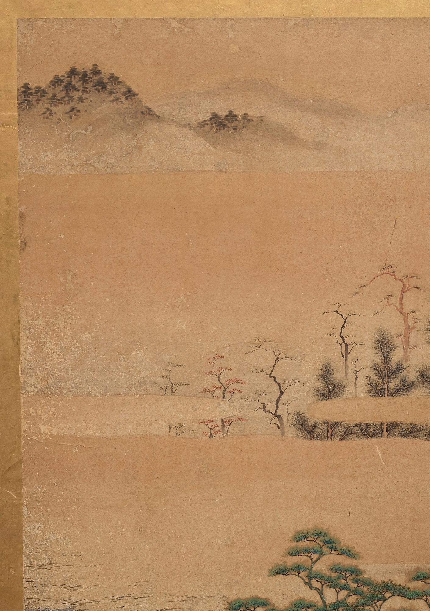 A Japanese six fold screen, Edo period (1603-1868).