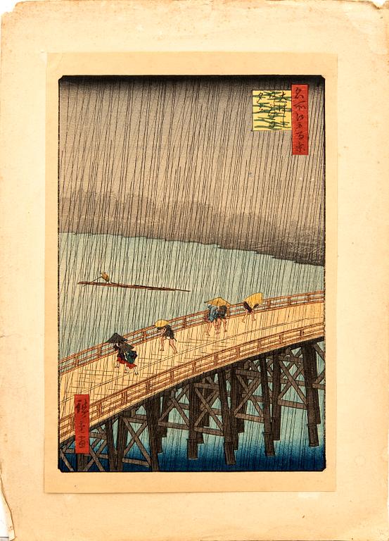 Ando Utagawa Hiroshige, efter, färgträsnitt, Japan, tidigt 1900-tal.