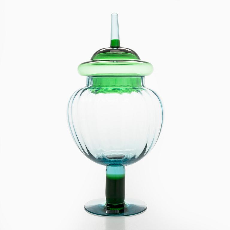 Kerttu Nurminen, a 'Grandmother's candy bowl' art glass object, Lampi Pro Arte 1993, signed K. Nurminen, Nuutajärvi.
