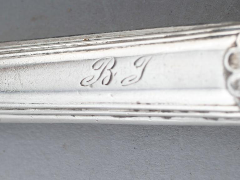 FRUKTKNIVAR, 6 st, silver, Carl Tengstedt, Göteborg 1845. Vikt ca 128 g.