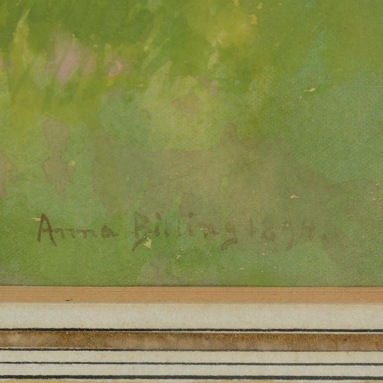 ANNA BILLING, watercolour, signed and dated 1894.